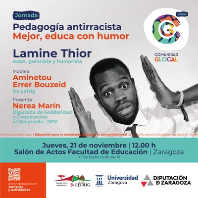 la-diputacion-de-zaragoza-aborda-el-racismo-a-traves-del-humor-de-la-mano-de-lamine-thior-en-la-ultima-jornada-del-programa-glocal