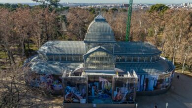 una-gran-lona-creada-por-miguel-angel-tornero-cubrira-el-palacio-de-cristal-durante-su-restauracion