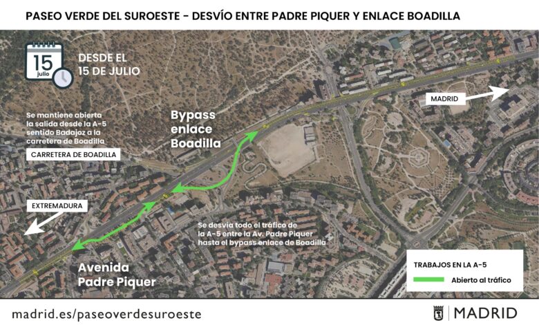 obras-de-la-a-5:-se-desvia-el-trazado-entre-la-avenida-del-padre-piquer-y-el-enlace-con-la-carretera-de-boadilla